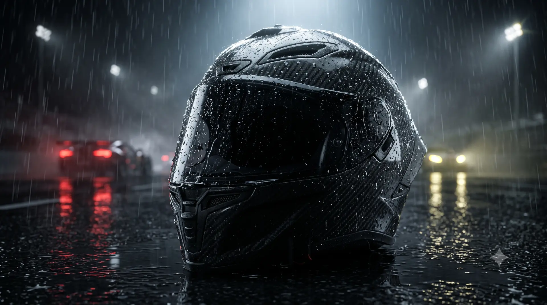 Capacete sob chuva