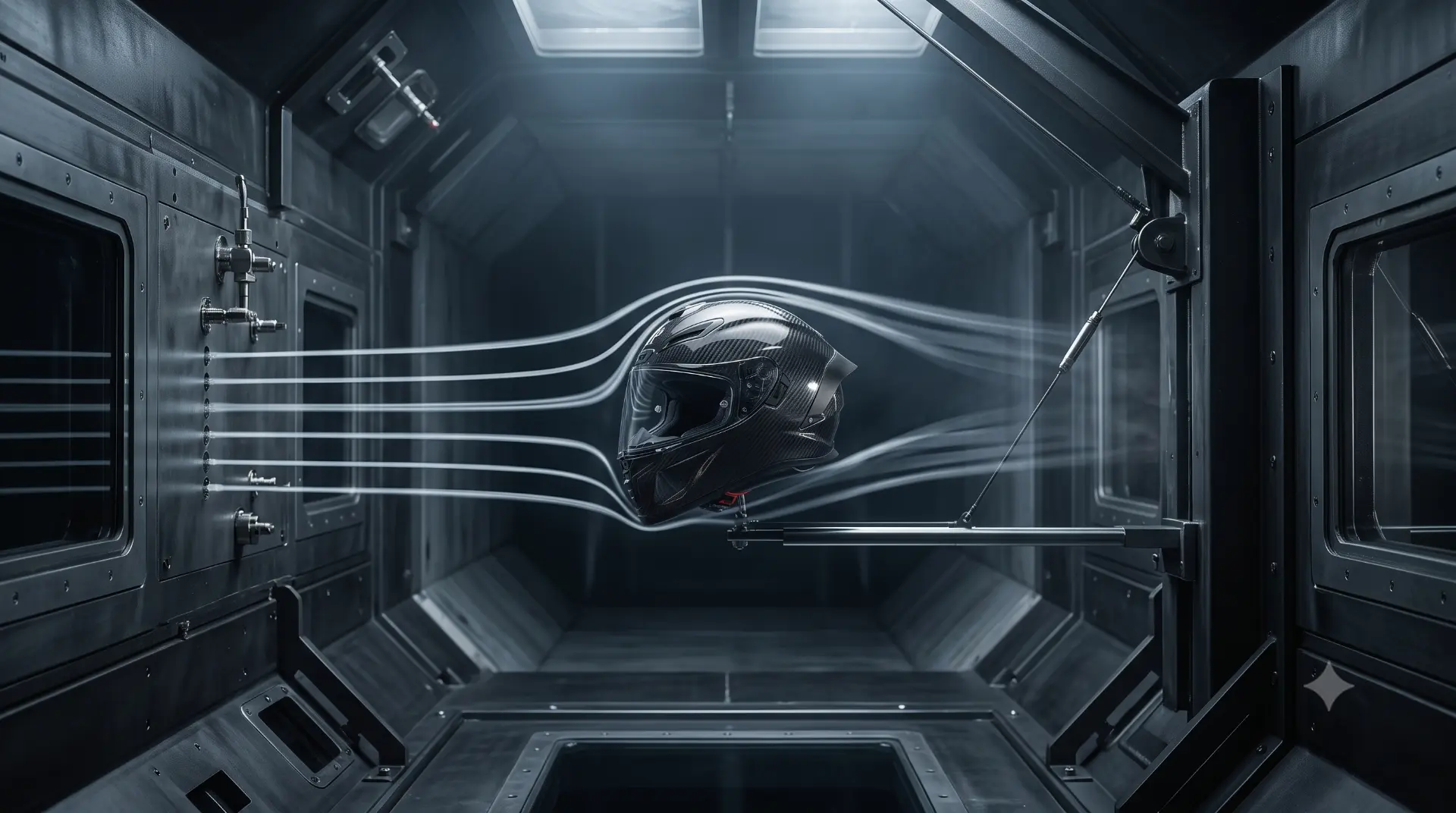 Capacete em túnel de vento